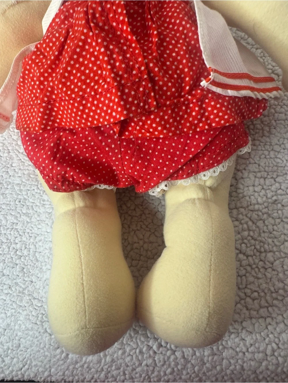 Vintage 1985 Mattel My Child Doll Blue Eyes Dark Hair Red White Doll Clothing
